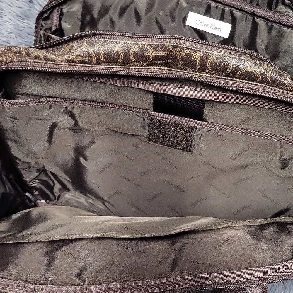 Calvin Klein Dark Brown Monogram Briefcase
